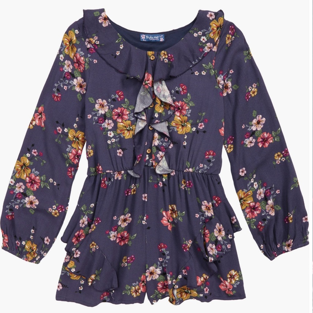TRULY ME GIRLS RUFFLE ROMPER, SIZE 12